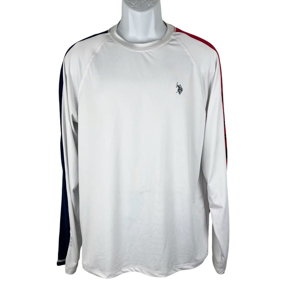 US Polo Assn Long Sleeve Shirt Men Medium White Long Sleeve Active Stretch Tee